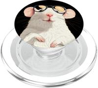 Rata blanca inteligente en bonitos marcos para amantes de las mascotas de roedores PopSockets PopGrip para MagSafe