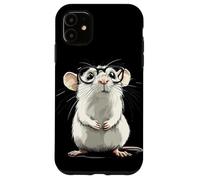 Rata blanca inteligente en traje de gafas de moda Carcasa para iPhone 11
