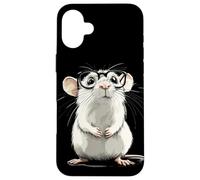 Rata blanca inteligente en traje de gafas de moda Carcasa para iPhone 16 Plus