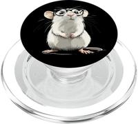 Rata blanca inteligente en traje de gafas de moda PopSockets PopGrip para MagSafe