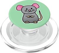 Rata Feliz roedor ratón Mascota Cola Gris PopSockets PopGrip para MagSafe
