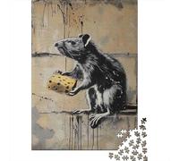 Rata Negra Blanca Puzzle de 1000 Piezas Puzzle para Adultos Papel Estilo Arte Mural Puzzle para Toda la Familia Relajación Decoración Regalo 38x26cm/1000pcs