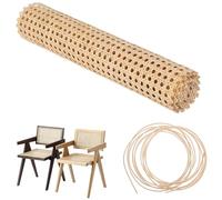 Ratán Rollo PE,Trenza vienesa,Rollo Plancha de Rattan Tejida,resistente al moho,ancho de ratán,resistente agua,Con prensa de barra redonda de 2-6 metros para proyectos de bricolaje(35cm x 2 m)