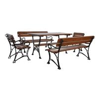 Ratanland Regiis 88RM - Juego de muebles de 8 plazas con 2 bancos y sillas (respaldo reposabrazos)