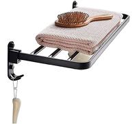 Ratches de Toallas Rail de Toallas Creativas de Toalla Plegable Space de Aluminio Bath Toaller con Soporte de Toallas Accesorios para el baño, Negro, 60 cm