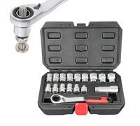 Ratchet and Socket Set, Compact Mechanics Tool Kit with Multiple Drive Sizes, Durable Hand Tools for Vehicle Repair, Plumbing, Electrical Work, Home Garage Maintenance, 10.83x7.09x2.36 inches