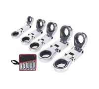 Ratchet Set - Ratcheting Wrench para bricolaje | Acero recubierto de 5 piezas con cabezal flexible de doble transmisión, 180 grados herramienta retráctil plegable para tareas de reparación Construcció