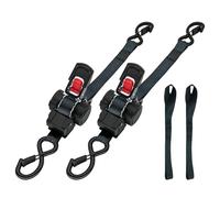 Ratchet Tie Strap, Cargo Securing Heavy Duty Use, Automatic Retractable Strap Design, Reinforced Polyester Material High Strength Build, Truck Car Motorcycle Boat Luggage Transport Purpose