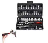 Ratchet Wrench - Herramienta de reparación de vehículos portátil, Ratchet Socket Wrench Set, Long Lasting Ergonomic Hand Tool Kit | Automotive Marine Industrial Construction Electrical Maintenance
