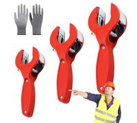 Ratcheting Pipe Cutter, Ratchet Pipe Cutters for Copper, PVC, Stainless Steel & Aluminium Tubes 6-23mm / 8-29mm / 10-42mm - Compact Handheld Tool for Tight Spaces (Red, A+B+C)