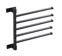Ratchs de toallas, estante de toallas actividades plegables de toalla giratoria Barra lacada en negro de aluminio Bañera de aluminio Costilla de toalla montada en la toalla de baño para el baño para