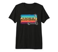 Rather Be Scootering Vintage Retro Eléctrico E-Scooter Divertido Camiseta Premium