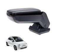 RATI ARMSTER S Reposabrazos compatible con FIAT 500 2016-2024 [negro,cuero vegano] Apoyabrazos central reequipable con compartimento portaobjetos