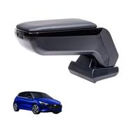 RATI ARMSTER S Reposabrazos compatible con HYUNDAI I20 2020- / BAYON 2021- [negro,cuero vegano] Apoyabrazos central reequipable con compartimento portaobjetos
