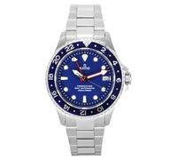 RATIO FreeDiver - Reloj de buceo con cristal de zafiro GMT, bisel giratorio, automático, resistente al agua hasta 200 m, reloj de buceo para hombre, azul, pulsera
