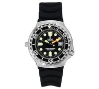 RATIO FreeDiver - Reloj de buceo seguro para helio de segunda generación, con cristal de zafiro, movimiento de cuarzo, resistente al agua hasta 1000 m, reloj de buceo para hombre, Negro - Correa de