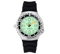 RATIO FreeDiver - Reloj de buceo seguro para helio de segunda generación, con cristal de zafiro, movimiento de cuarzo, resistente al agua hasta 1000 m, reloj de buceo para hombre, Verde menta - Correa