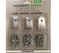 Ratioparts Husqvarna Automower - Cuchillas para cortacésped Husqvarna Automower (45 Unidades, 1 Orificio, Incluye Tornillos), Color Gris