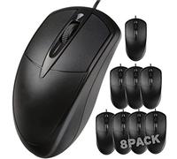 Ratón a granel con cable para computadora de escritorio, silencioso, óptico, con cable óptico, cable multipaquete, USB, portátil, con cable óptico, para niños, viaje, escuela, 8 unidades