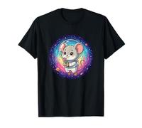 Ratón Astronauta Kawaii en Galaxia Espacial Colorida Camiseta