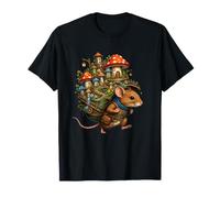 Ratón Aventurero Que Lleva el Pueblo de Hongos de fantasía Camiseta