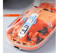 Ratón Bluetooth inalámbrico Bass, 3 modos, transparente, 2.4G + Bluetooth 5.0 para portátil/tableta, naranja vibrante.