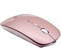 Ratón bluetooth, ratón fotoeléctrico USB recargable, (bluetooth 5.0 y 2.4g) ratón de computadora de doble modo, adecuado para computadoras portátiles / PC / MAC / iPad Pro / computadora (Oro rosa)