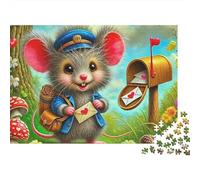 Ratón Cartero Puzzle para Adultos Puzzle de 1000 Piezas Papel Escena de Cuento de Hadas en Bosque Relajación Concentración Juego Familiar Decoración Regalo 52x38cm/1000pcs