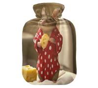 Ratón con bata de baño (1) bolsa de agua caliente con funda de forro polar suave, bolsa de agua caliente para aliviar el dolor de cuello y hombros, terapias frías y calientes, talla S