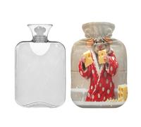 Ratón con bata de baño (2) bolsa de agua caliente con funda de forro polar suave, bolsa de agua caliente para aliviar el dolor de cuello y hombros, terapias frías y calientes, L