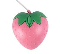 Ratón con cable con forma de fresa de frutas rosas, silencioso, portátil, ligero, USB, con cable óptico, para Chromebook, PC, portátil, Mac, computadora, computadora de escritorio, cuaderno, niños