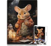 Ratón con Tarro y Velas, Rompecabezas de 1000 Piezas para Adolescentes, Juego de Desarrollo del Pensamiento lógico, Gran Regalo para Momentos significativos, tamaño 38x52cm