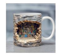 Ratón De Biblioteca - Taza Creativa De Estantería 3D, Cerámica Multiusos Personalizada Con Diseño Espacial, Perfecta Para Regalar a Los Amantes De Los Libros (C)