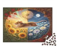Ratón de Campo Puzzle de 1000 Piezas Puzzle para Adultos Papel Día Noche Cambio Estacional Relajación Familia Enfoque Decoración Regalo Nan