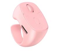 Ratón de control remoto BT 5.3 con video, giro y navegación, anillo para dedo, control remoto con punta de dedo, pasapáginas, color rosa