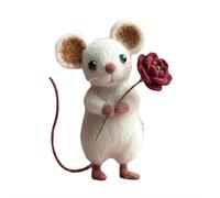 Ratón de fieltro con aguja, regalo para el día de San Valentín, encantadoras figuras de ratones de fieltro hechas a mano, adornos de ratón de fieltro, bandeja escalonada, decoración de mesa, para