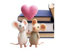 Ratón de Fieltro de Lana Hecho a Mano Recuerdo Decorativo Artesanal | de San Valentín en Felpa Figura para Colección y Decoración del Hogar