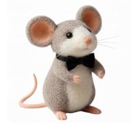 Ratón de fieltro para el día de San Valentín - Figura de ratón de fieltro gris hecha a mano con una rosa o corazón, bonita decoración del hogar, regalo para ella/él, aniversario, decoración romántica