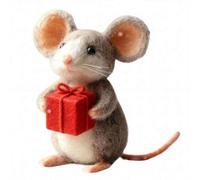 Ratón de fieltro para el día de San Valentín - Figura de ratón de fieltro gris hecha a mano con una rosa o corazón, bonita decoración del hogar, regalo para ella/él, aniversario, decoración romántica