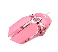 Ratón de juego rosa - ratón USB ergonómico programable, dispositivo informático con cable | Función DPI de 4 niveles, diseño de cable elegante para niñas configuración de juego para mujeres, equip