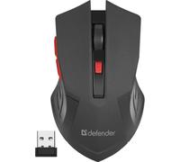 Ratón Defender ACCURA MM-275 Inalámbrico RF 1600 DPI Negro Rojo Ergonomía Oficina