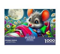 Ratón Dibujos Puzzle de 1000 Piezas Papel Puzzle para Adultos Noche Campo de Flores Relajación Enfoque Diversión Familia Decoración Regalo 38x26cm/1000pcs