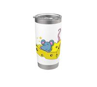 Ratón en un trozo de queso Vaso térmico de acero inoxidable de doble pared