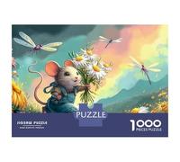 Ratón Entre Flores Jigsaw Margaritas y libélulas Puzzle Mil Piezas para Jóvenes Adultos - Papel Resistente Mejora Concentración Regalo Desafiante 52x38cm/1000pcs