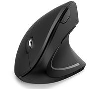 Ratón Ergonómico, Raton Vertical inalambrico con 3 Puertos de Dispositivo (Bluetooth y USB), 3 Niveles 2400 dpi, Recargable, Silencioso Ratón para Ordenador, iPad, Mac, Windows - Negro