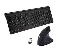 Ratón ergonómico vertical inalámbrico de 2,4 GHz y teclado combo ultrafino, tamaño portátil para PC, computadora de escritorio, laptop, Mac, tableta