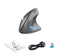 Ratón ergonómico vertical inalámbrico Ratón silencioso Bluetooth Conexión de dos modos BT5.1+USB C Recargable 2400DPI Seguimiento óptico 4 DPI ajustables Iluminación de 7 colores (Gris metálico)
