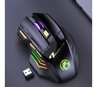 Ratón Gaming Inalámbrico USB Recargable 7 Botones 2.4Ghz Ratón Silencioso LED de Respiración