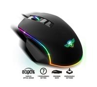 Spirit Of Gamer Pro M1, Raton Gaming con Cable, 7 Botones Programables, Sensor Óptico 8000 dpi, Retroiluminación RGB Personalizable, Raton Ergonómico con Apoyo para el Pulgar