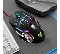 Ratón Gaming USB con Retroiluminación y 6 Botones - Programación Mecánica Luminosa para Computadora, PC, Portátil - para